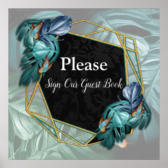 Poster Borboletas de Paraíso/Turquesa Tropical Splash (Frente)