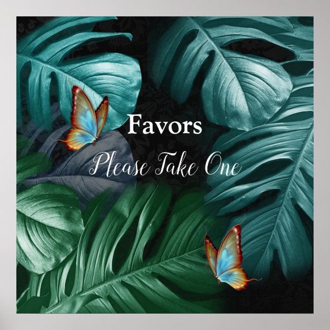 Poster Borboletas de Paraíso/Turquesa Tropical Splash (Frente)