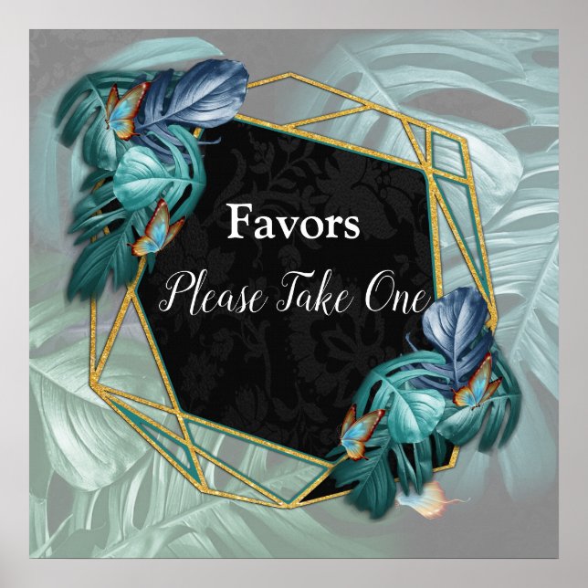 Poster Borboletas de Paraíso/Turquesa Tropical Splash (Frente)