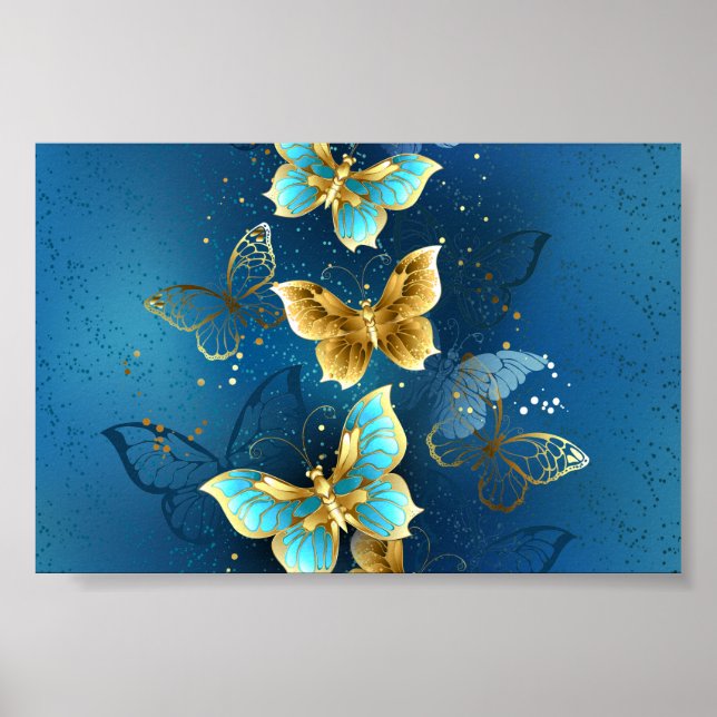 Poster Borboletas douradas (Frente)
