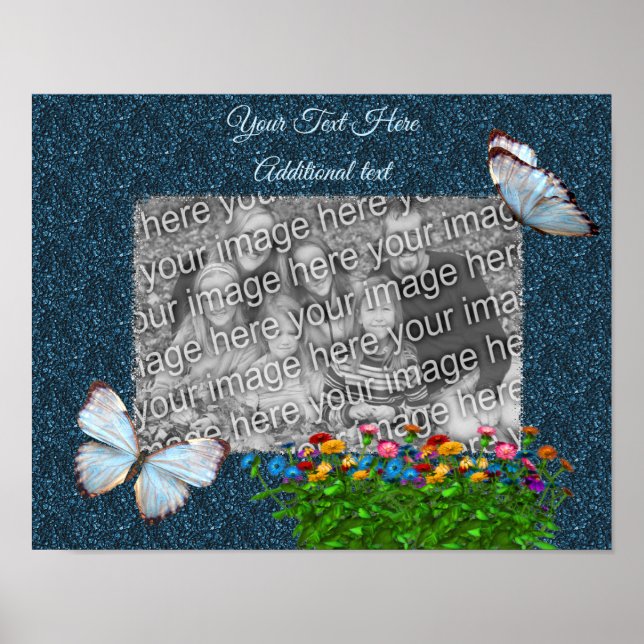 Poster Borboletas E Flores Adicione Sua Foto (Frente)