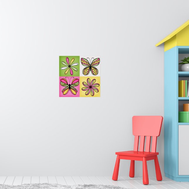 Poster Borboletas e Flores da Pop Art (Berçário 1)