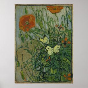 Pôster Borboletas e papoilas por Vincent van Gogh