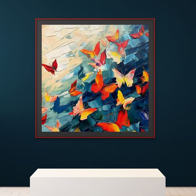 Poster Borboletas em Movimento – Voo Abstrato Expressivo (Butterflies in Motion – Expressive Abstract Flight)