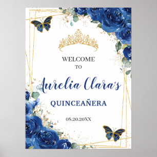 Poster Borboletas Florais Real Quinceanera Bem-vindo