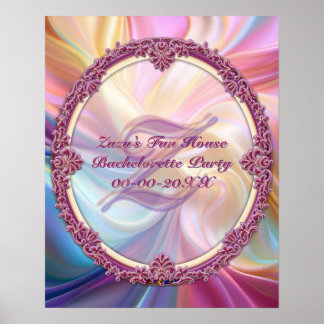 Poster Borda Chique Colorida Seda Pastel Personalizar