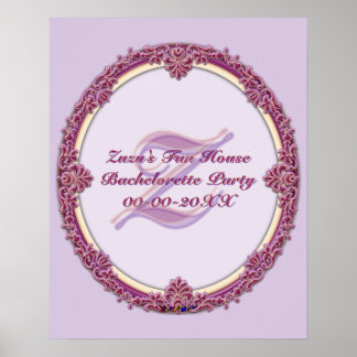 Poster Borda Chique Roxo/Rosa E Creme Personalizar