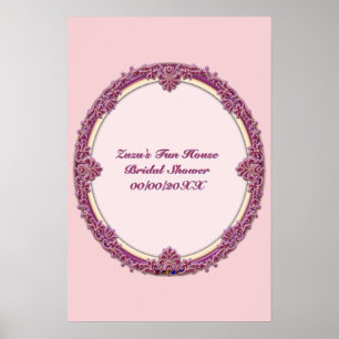 Poster Borda Chique Roxo/Rosa E Creme Personalizar
