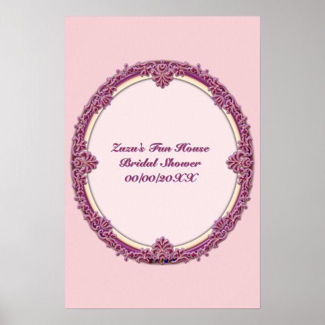 Poster Borda Chique Roxo/Rosa E Creme Personalizar (Frente)