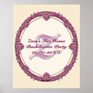 Poster Borda Chique Roxo/Rosa e Creme Personalizar