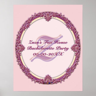 Poster Borda Chique Roxo/Rosa e Creme Personalizar