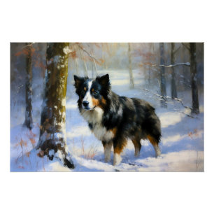 Pôster Borda Collie Deixe-o nevar no Natal