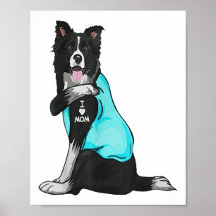 Poster Borda Collie I Love Mãe Tattoo Roupa Cachorro Mãe