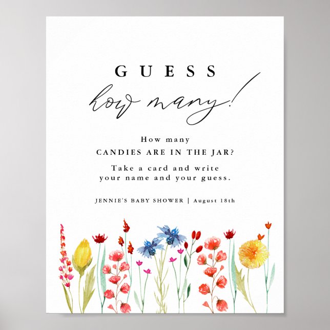 Poster Borda de Flor Selvagem Adivinha Quantos Jogos Exib (Frente)