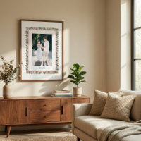 Borda de Foto de Casamento Floral Desenhada à Mão 