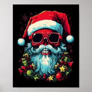 Poster Borda Festiva Design Gráfico de Caveira de Natal E