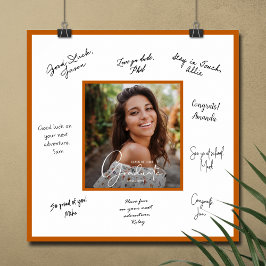 Poster Borda Laranja Queimada Autógrafo de Formatura Foto