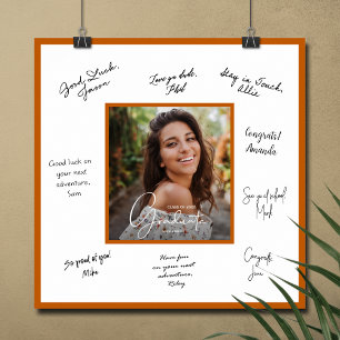 Poster Borda Laranja Queimada Autógrafo de Formatura Foto