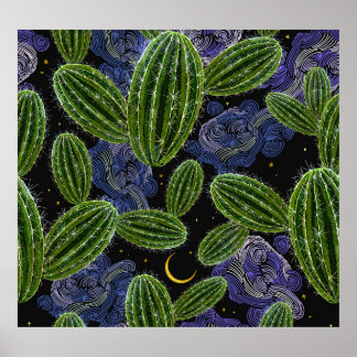 Poster Bordado Mexicano: Noite De Cactus Sem Olhos.