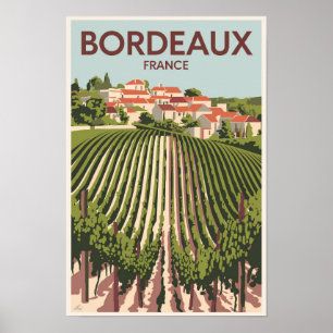 Poster Bordeaux França Vinhedo Viagem Arte Vintage