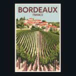 Poster Bordeaux France Vineyard Viagem Art Vintage<br><div class="desc">Bordéus retro vetor viagem design. Bordeaux,  centro da famosa região vitícola,  é uma cidade portuária no rio Garonne,  no sudoeste de França.</div>
