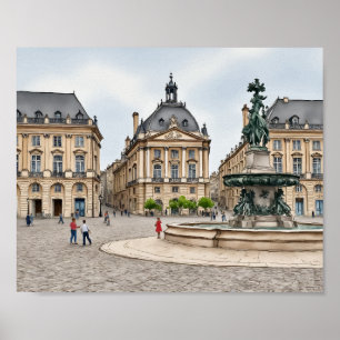 Poster Bordeaux France Watercolor