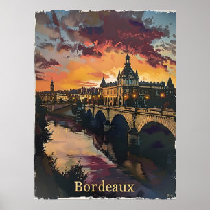 Poster Bordeaux Twilight: Sinfonia Sunset Púrpura Nuvens
