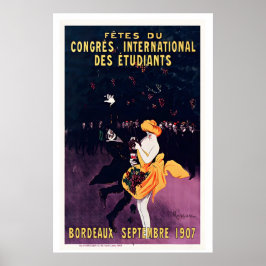 Poster Bordeaux Wine September 1907 Vintage Advertising