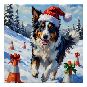 Pôster Border Collie Cachorro Natal Neve Agilidade Divers