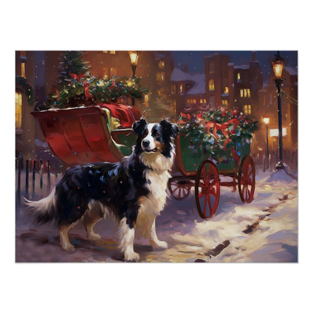 Pôster Border Collie Christmas Fesason (Frente)