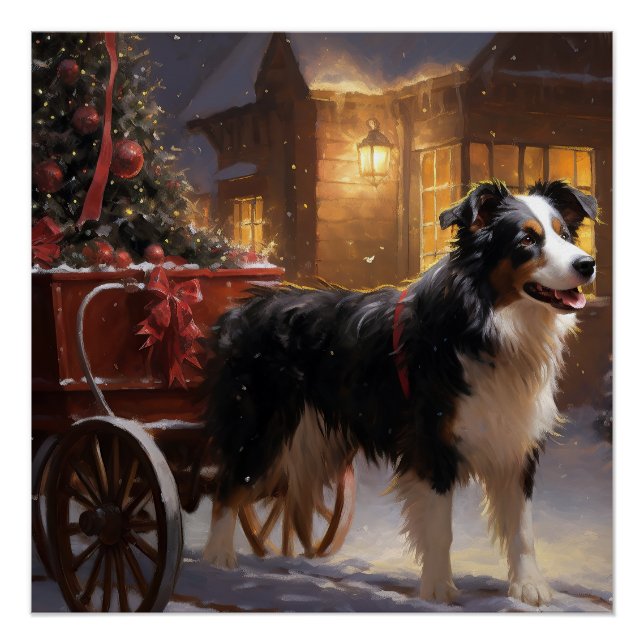 Pôster Border Collie Christmas Fesason (Frente)