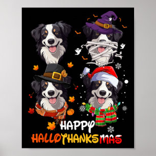 Poster Border Collie Dog Hallothanksmas Halloween