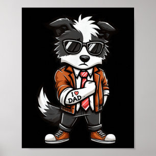Poster Border Collie I Amo Pai Engraçado Tatuagem De Cach