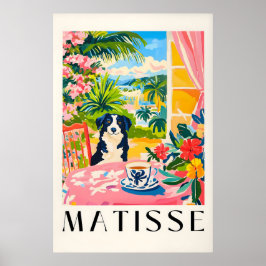 Poster Border Collie Matisse Print Funny Dog & Coffee