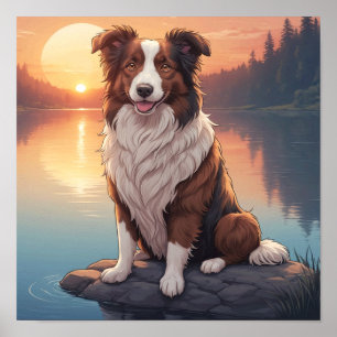 Poster Border Collie Vermelho