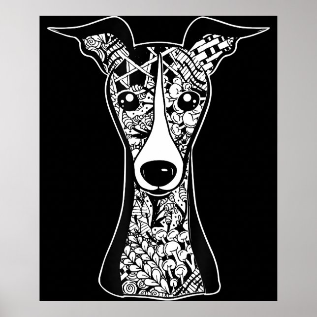 Poster Bordo | Arte Gráfica De Rosto De Greyhound Italian (Frente)