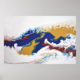Pôster Bordô Azul Fluido Mármore Acrílico Arte Abstrata