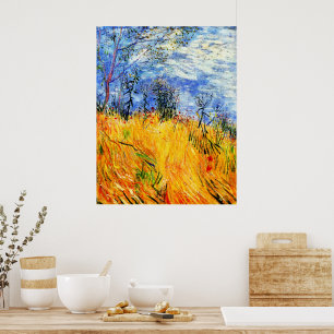 Poster Bordo de um Campo de Trigo com Poppies