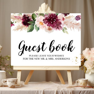 Poster Borgonha Borgonha Cor-de-Água Blush Rosa e Vermelh