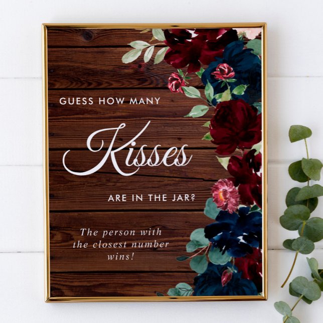 Poster Borgonha e Marinho Madeira Azul Quantos Beijos Ass (Criador carregado)