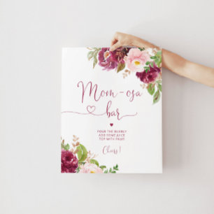 Poster Borgonha floral cor-de-rosa queda bar Mãe-osa