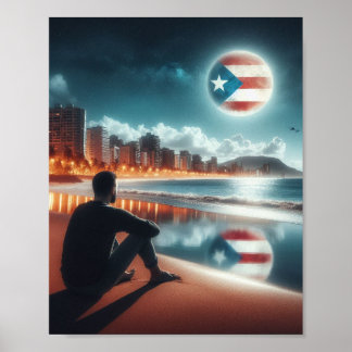 Poster Boricua Aunque Sea en la Luna