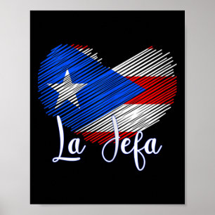 Poster Boricua Jefa Puerto Rico Heart Flag Boricua Mãe Mo