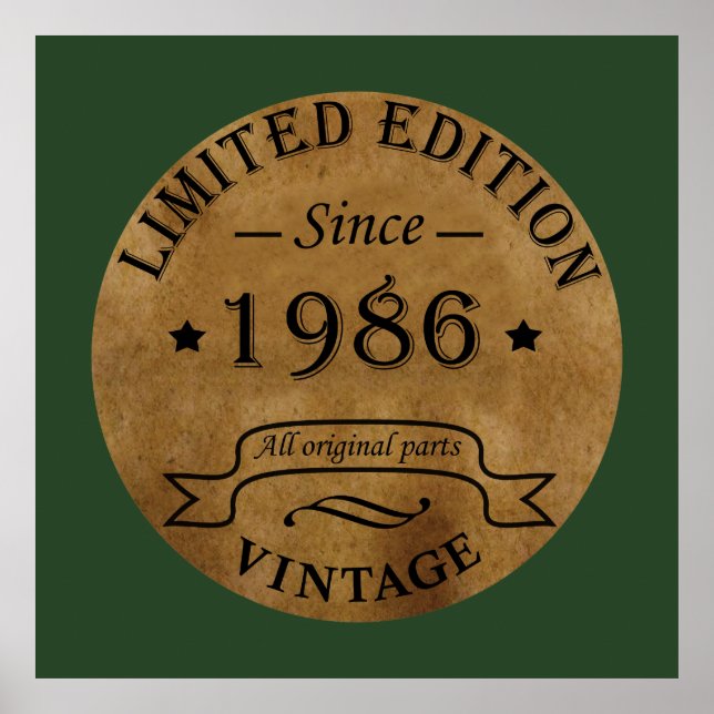 Poster born in 1986 vintage birthday (Frente)