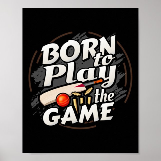 Poster Born To Play The Game Cricket Player  (Frente)