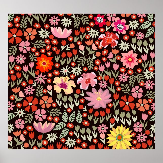 Poster Borracha: Floral Vintage Invisível. (Frente)