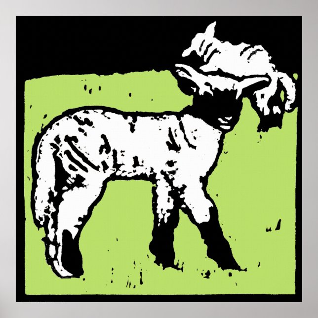 Pôster Borregos vitorianos de animais de criação de madei (Frente)