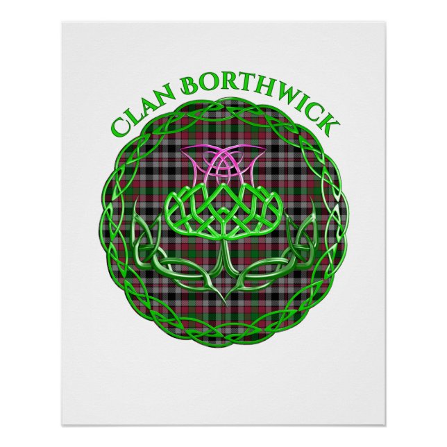 Pôster Borthwick Scottish Tartan Celtic Thistle (Frente)