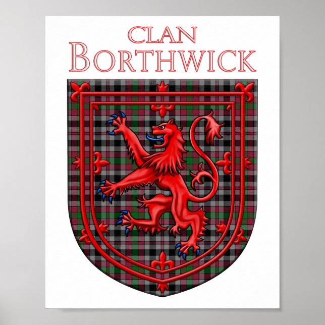 Poster Borthwick Tartan Scottish Xadrez Lion Rampant (Frente)