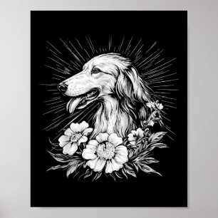 Poster Borzoi Dog Lover Estilo Retro Tatuagem